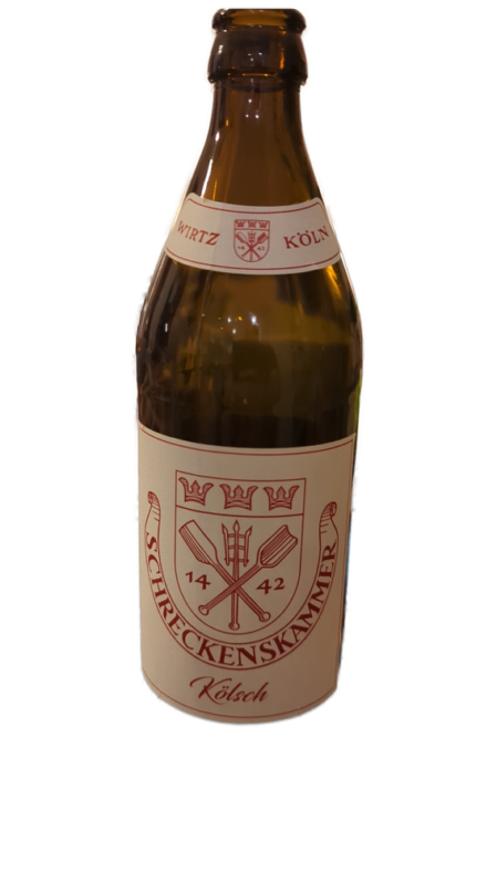 Silhouetten von Düsseldorf und Köln mit zwei Biergläsern